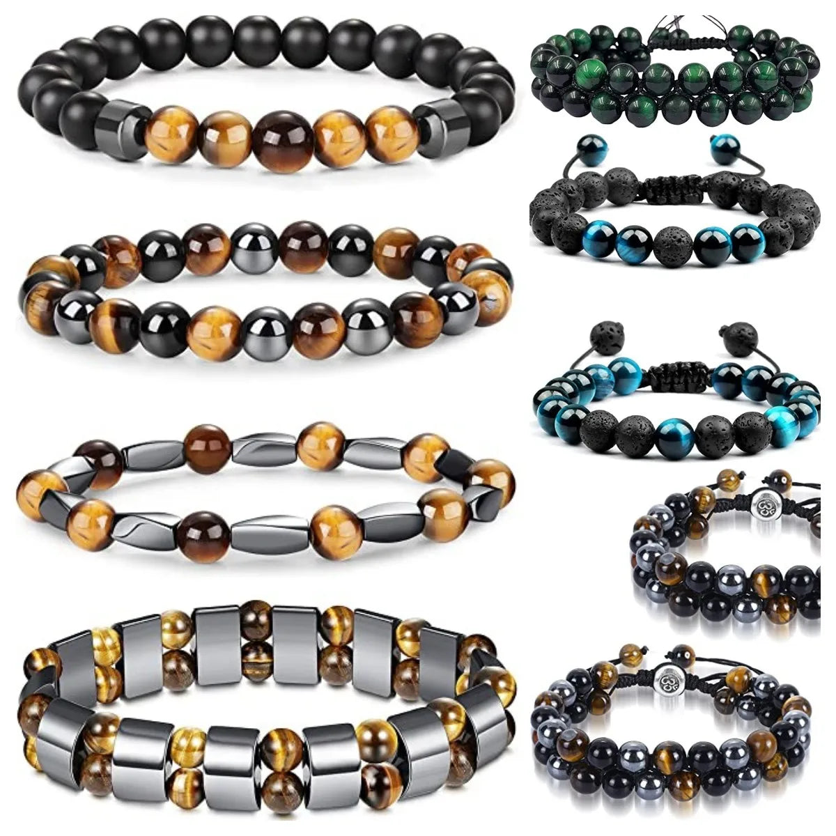Natursteinperlen, mehrfarbig, Tigerauge, lose Distanzperlen für die Herstellung von Armbändern, Schmuck, DIY-Zubehör, Auswahlgröße 4/6/8/10/12 mm