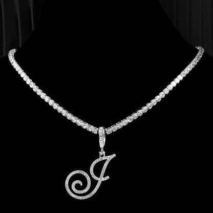 Neue Kursive Buchstaben Kubische Zirkonia Kette Initialen Namenskette Hip-Hop Schmuck Gold Silber Farbe CZ 26 Alphabet Anhänger Halsketten
