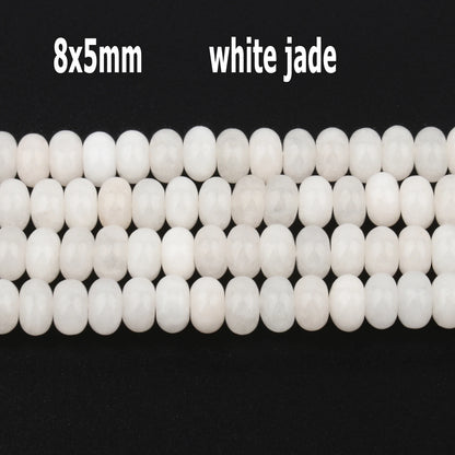 44 Arten weiße Chalcedon-Jade-Achat-Perle, Naturstein, Rondelle-Würfel, facettierte lose Perlen für Schmuckherstellung, Armbänder, Zubehör