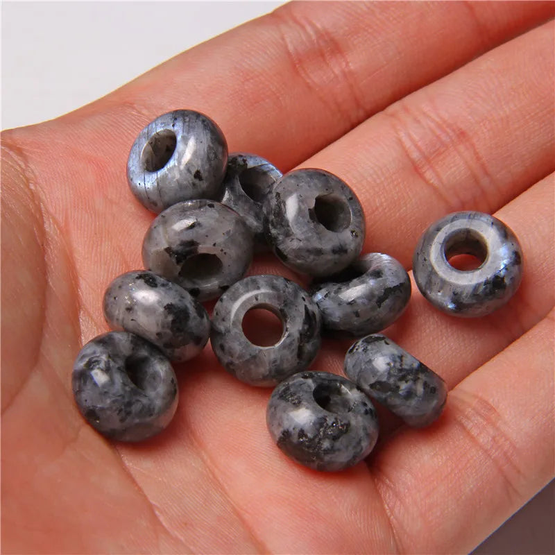 Natürliche Stein Große Loch Perle Anhänger Abacus Form Schmuck Zubehör Natürliche Quarz Jade Opal Charme Für Die Herstellung DIY Ohrring