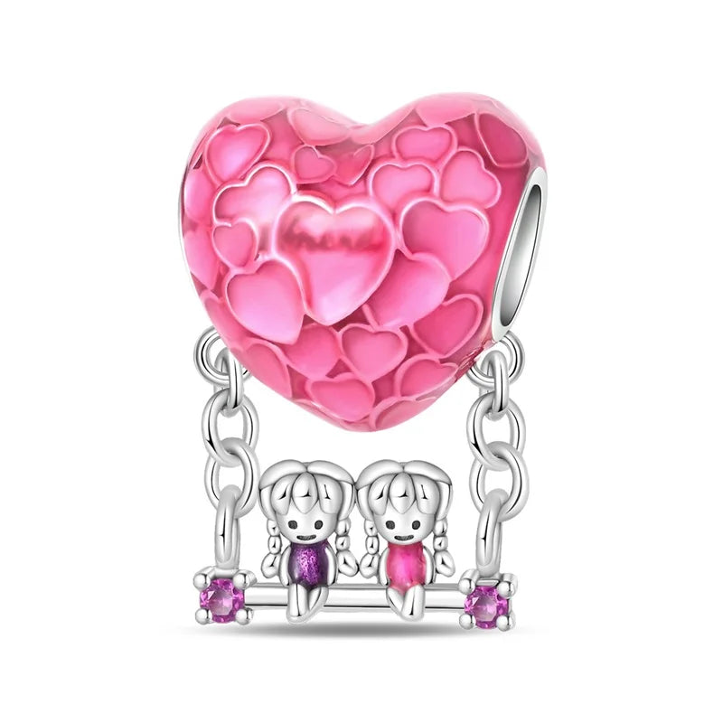 Charakter-Serie, 925er-Sterlingsilber, modisches Mädchen-Paar, Hochzeits-Charms, passend für DIY-Armbänder, Halsketten, exquisite Geschenk-Paarung