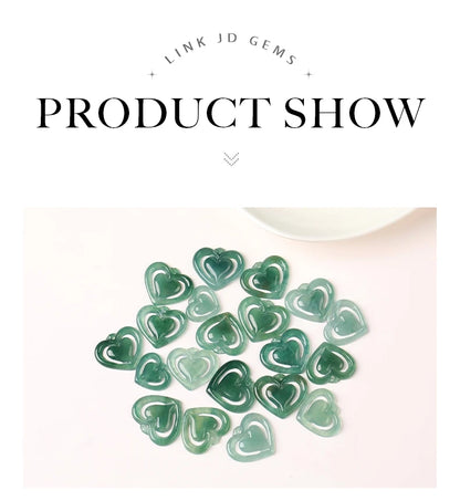 1 piece natural stone Guatemala jadeite carved heart shape emerald bead for jewelry making DIY necklace bracelet charms accessories