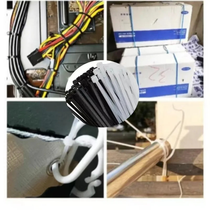 100–2000 Stück Kunststoff-Nylon-Kabelbinder, selbstsichernde Kabelbinder, Riemen, verstellbare Kabel, Befestigungsschlaufe, Heimbüro, Kabelbinder