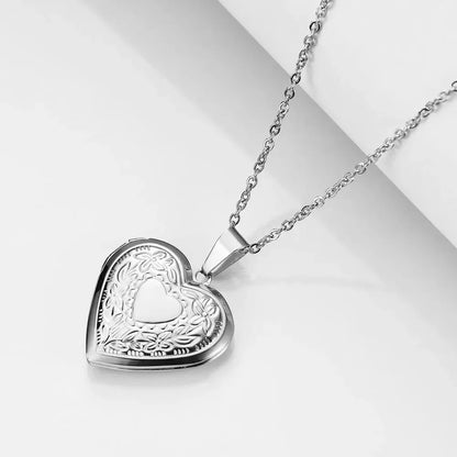 Vintage Edelstahl Offenes Herz Anhänger Halskette Für Frauen Und Mädchen Schmuck Zubehör Geschenk