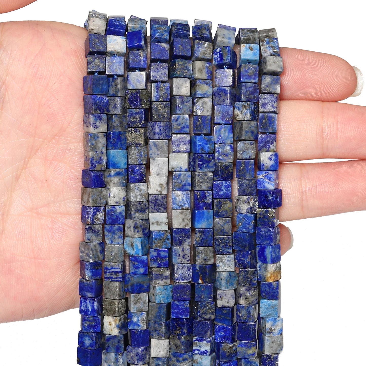 4 mm quadratische Würfelform-Perlen, natürlicher Lapislazuli, Amazonit, lila Achat-Steinperlen für Schmuckherstellung, DIY-Armband-Zubehör