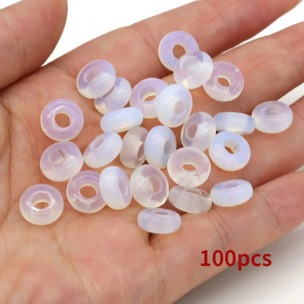 Großhandel 100 Stück Natursteinperlen, großes Loch, Abacus-Form, Agts-Steinperlen für die Herstellung von Schmuck, Halsketten, Loch 4 mm, Größe 5 x 10 mm