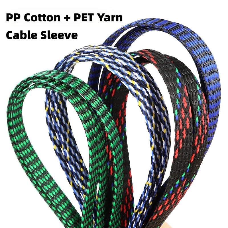 5 Meter PP-Baumwolle + PET-Garn 4mm 8mm 12mm Expandierter Geflochtener Schlauch Weicher Drahtschutz Isolierte Kabelummantelung Leitungsschutz