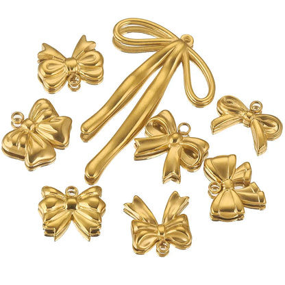 5 Stück Edelstahl Charms Bogen Charm vergoldet Charm DIY Ohrringe Armband Schmuckherstellung Materialien Handwerk Großhandel Bulk
