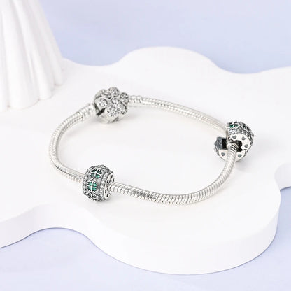 Neu im 925er-Sterlingsilber, grüne Charms, Perlen, Frosch, Kleeblatt, Schildkröte, Anhänger, Schmuck, passend für Original-925-Armbänder für Frauen, DIY-Geschenk