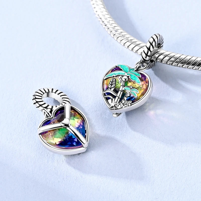 Gemütlicher Charm aus 925er-Sterlingsilber für Strandausflüge, hawaiianischer Bikini, Surfen, Kokosnussbaum, passend für DIY-Armbänder, Halsketten, Reisesouvenirs
