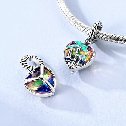 Gemütlicher Charm aus 925er-Sterlingsilber für Strandausflüge, hawaiianischer Bikini, Surfen, Kokosnussbaum, passend für DIY-Armbänder, Halsketten, Reisesouvenirs