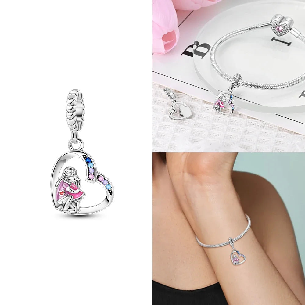 Neue Charms-Perle aus 925er-Sterlingsilber, rosa Schmetterling, leuchtende Glühwürmchen, baumelnd, passend für Armreifen, Halskette, DIY-Schmuck, Frauen-Geschenk