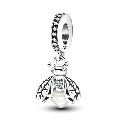 Neue Charms-Perle aus 925er-Sterlingsilber, rosa Schmetterling, leuchtende Glühwürmchen, baumelnd, passend für Armreifen, Halskette, DIY-Schmuck, Frauen-Geschenk