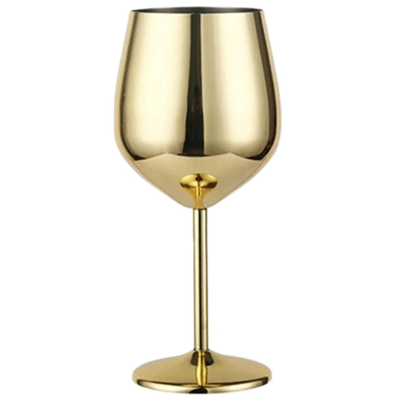 500 ml Weinglas-Becher aus Edelstahl, 304 Roségold, Silber, Goldfarbe, langlebiger Metallbecher für Rotwein, Champagner, Bar, Party