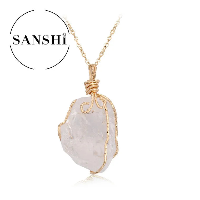 Sanshi Naturstein Anhänger unregelmäßige raue Quarz Kristall Energie Charms für Schmuck machen Ohrringe Halskette Accessoires Geschenk