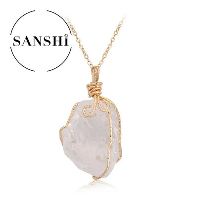 Sanshi Naturstein Anhänger unregelmäßige raue Quarz Kristall Energie Charms für Schmuck machen Ohrringe Halskette Accessoires Geschenk