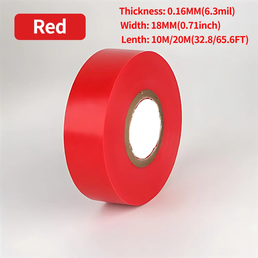 10/50/100 Rollen 10 m/20 m farbiges elektrisches Isolierband, elektrische Verkabelung sicher mit PVC-Vinyl für den Innen- und Außenbereich, zum Binden