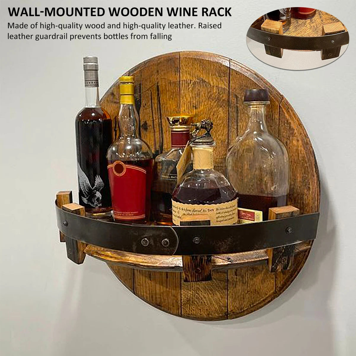 Holz Wand halterung Weinflaschen halter Whisky Flaschen regal Vintage Wandre gale Holz Display Stand Regal Home Bar Zubehör