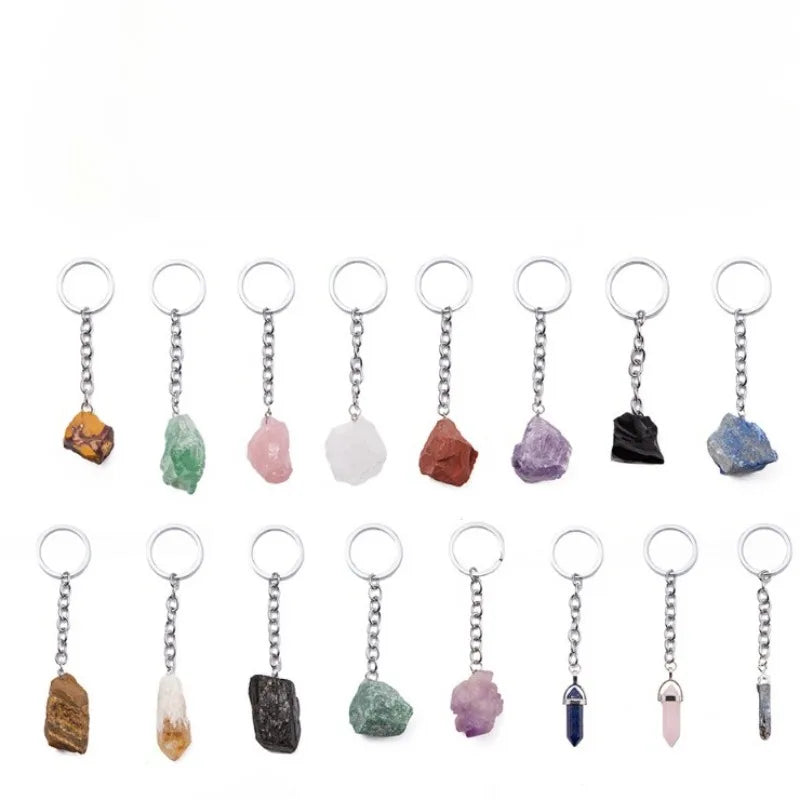 1-2 cm natürlicher roher Erz-Schlüsselanhänger, Edelstein, Quarz, Fluorit, Citrin, Amethyst, unregelmäßiger Stein, Anhänger, Charms, Schmuckherstellung, Zubehör