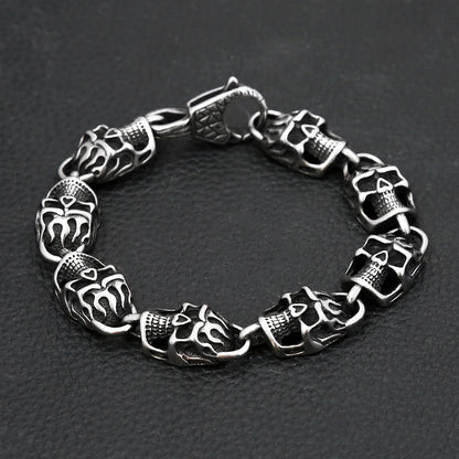 Gothic Vintage Edelstahl Schwarz Schädel Armband Für Männer Hip Hop Biker Kühlen Skeleton Armreifen Charme Partei Schmuck Dropshipping