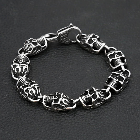 Gothic Vintage Edelstahl Schwarz Schädel Armband Für Männer Hip Hop Biker Kühlen Skeleton Armreifen Charme Partei Schmuck Dropshipping