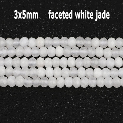 44 Arten weiße Chalcedon-Jade-Achat-Perle, Naturstein, Rondelle-Würfel, facettierte lose Perlen für Schmuckherstellung, Armbänder, Zubehör