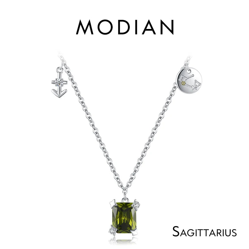 Modian 925 Sterling Silber Regenbogen Zirkonia Skorpion Geburts stein Sternzeichen Symbol Charme Anhänger Halsketten für Frauen edlen Schmuck