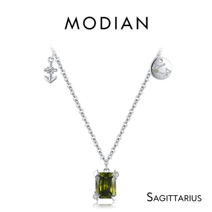 Modian 925 Sterling Silber Regenbogen Zirkonia Skorpion Geburts stein Sternzeichen Symbol Charme Anhänger Halsketten für Frauen edlen Schmuck