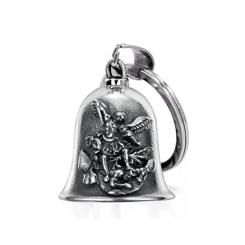 Vintage Christian Jesus Kreuz Glocke Anhänger Motorrad Glocke Halskette Punk Biker Religiöser Exorzist Glücksschmuck für Herren