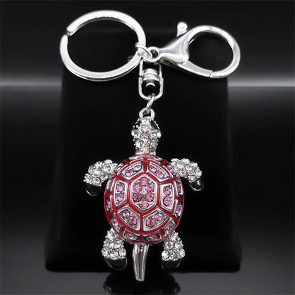 Exquisite bunte Kristall Schildkröte Schlüsselanhänger Halter für Frauen Männer Legierung Strass Tier Schlüsselanhänger Charme Schmuck Geschenke K5205S03