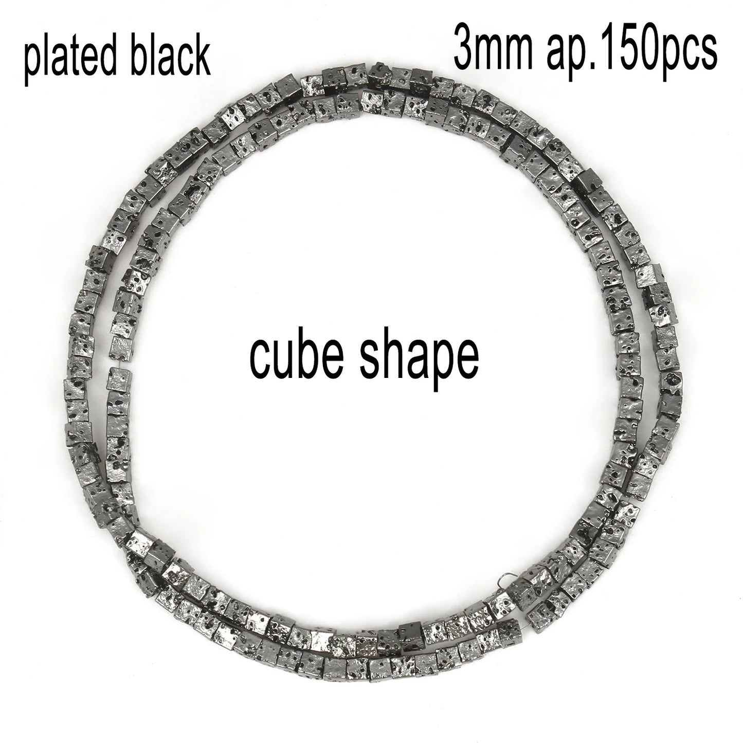 Schwarze vulkanische Lavagesteinperlen, Mineralperlen, Charms, Rohrwürfel, runde geometrische Formperlen für Schmuckherstellung, DIY-Armband
