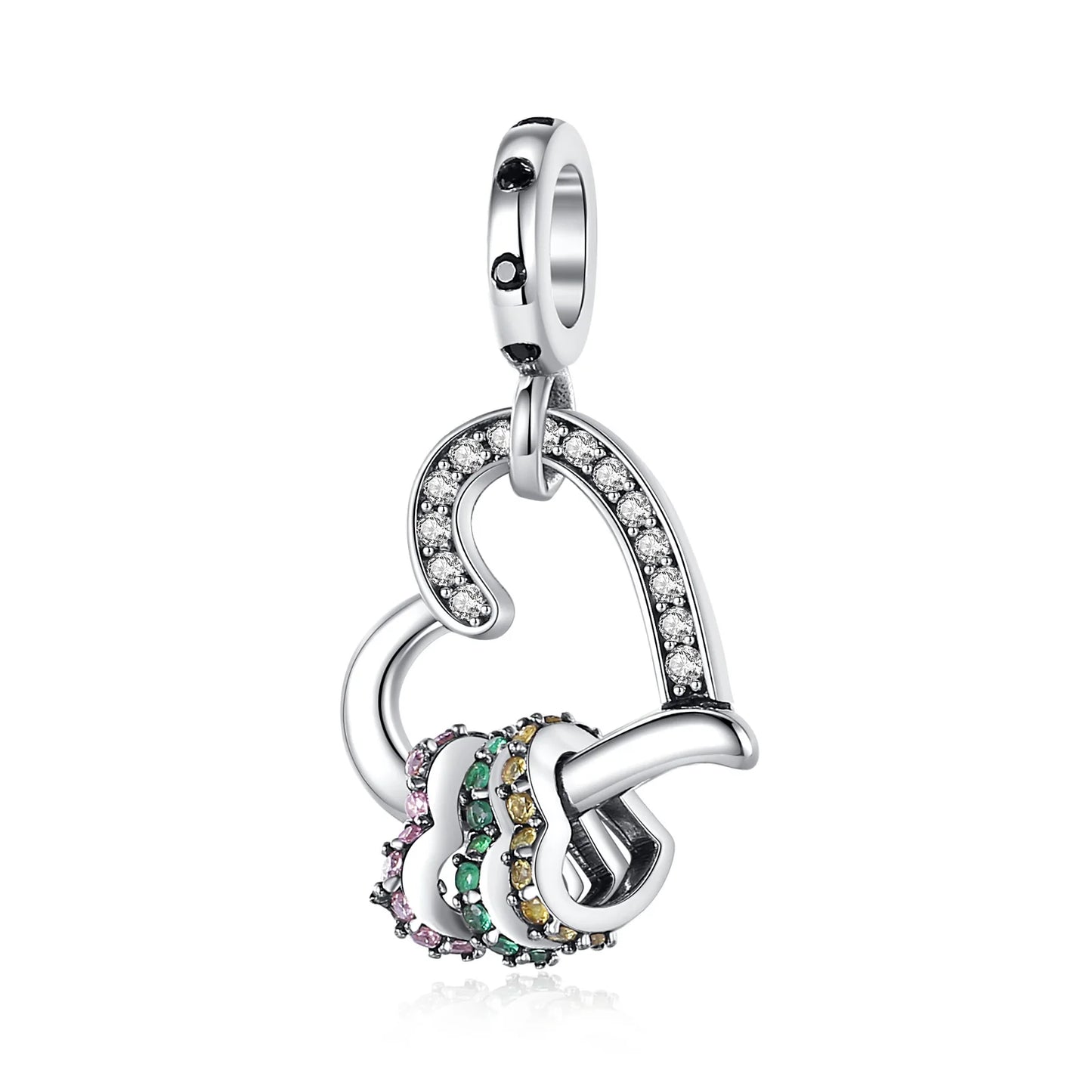 Romantischer 925 Sterling Silber Liebesschlüssel Herz-zu-Herz Charm für DIY Armband Halskette Verlobung Party Geschenke