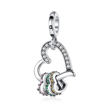 Romantischer 925 Sterling Silber Liebesschlüssel Herz-zu-Herz Charm für DIY Armband Halskette Verlobung Party Geschenke