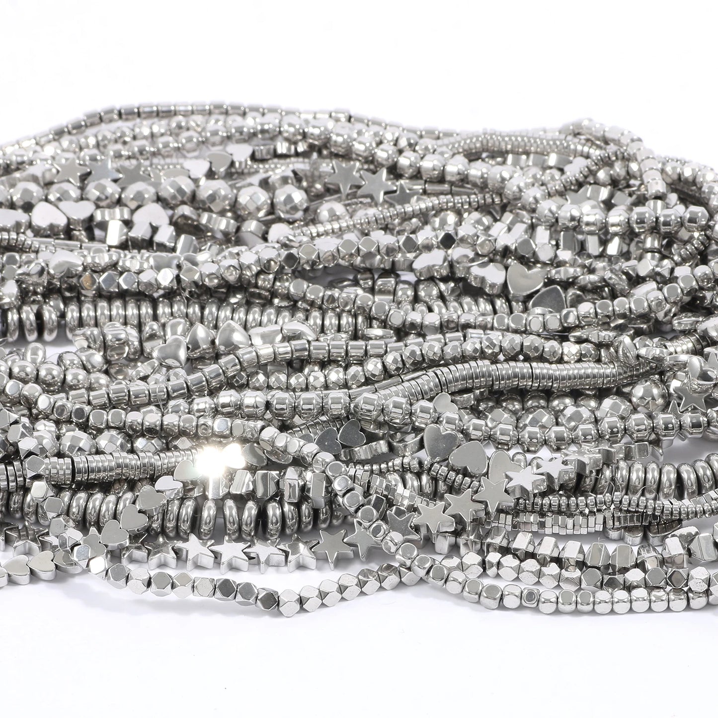 Großhandel AAA Rhodium Hämatit Perlen Charms Herz Stern Rohr Facettierte Runde Unregelmäßige Geometrische Form Perlen Für Schmuck Machen