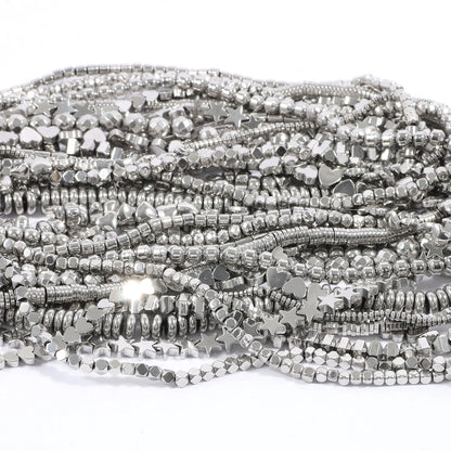 Großhandel AAA Rhodium Hämatit Perlen Charms Herz Stern Rohr Facettierte Runde Unregelmäßige Geometrische Form Perlen Für Schmuck Machen