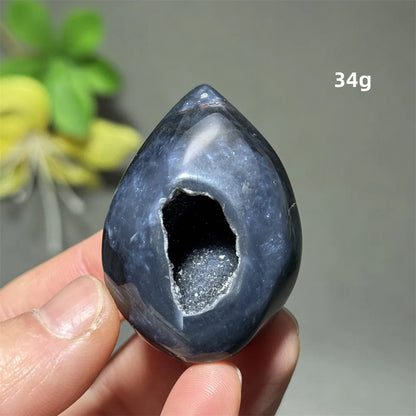 Natürlicher schwarzer Achat, Kristallloch, eiförmiger Kristall, Heilung, spirituelle Meditation, Mineralquarz, Aura, Energie, Heimdekoration