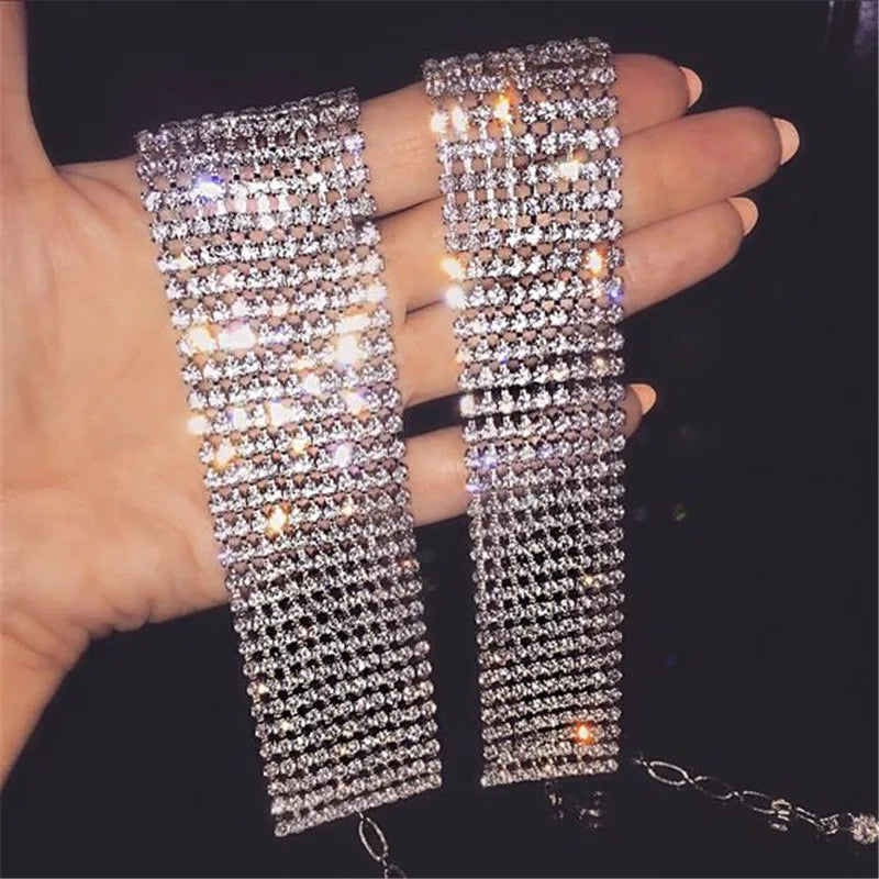 FestivalQueen Luxus-Halsband mit glitzernden Strasssteinen für Damen, breite Kragenkette, Promi-Schmuck, Geschenke, Bar, Nachtclub 2024