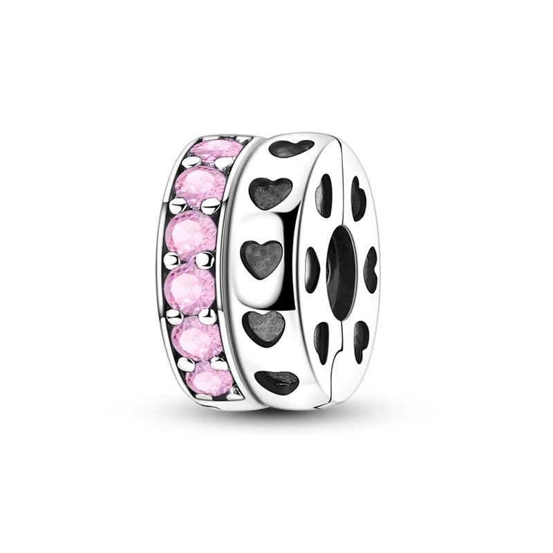 Lucky Clover Clip Charms 925 Sterling Silber Original Black Cat Stopper Clamp Silikon Spacer Charm für DIY Schmuck Armband