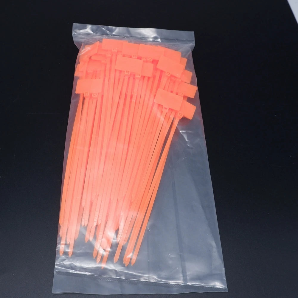 100 Stück Nylon-Kabelbinder, Etiketten, Kunststoffschlaufe, selbstsichernde Kabelbinder-Wraps, Netzwerk-Befestigungsgurte, Marker, 4 x 150 mm, 3 x 100 mm, 4 x 200 mm