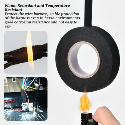 15 m Isolierband, hitzebeständiges, flammhemmendes Klebeband, Kfz-Stoff-Gewebeband, wasserdichter Kabel-Organizer, Klebebänder