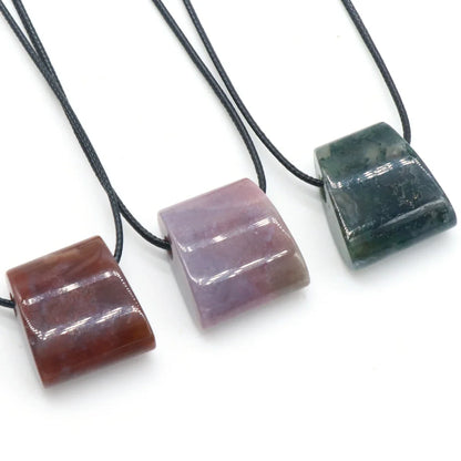 1PC Naturstein Anhänger Halskette Trapez Natürliche Unakites Aventurin Anhänger Halskette für Frauen Jewerly Geschenk
