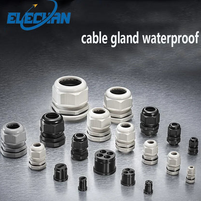 10 Stück wasserdichte Kabelverschraubungen M8-M40, schwarze Kunststoff-Dichtungsverbindungen, IP68, Nylon-Stecker, Gummi-Kabelverschraubung für verschiedene Größen