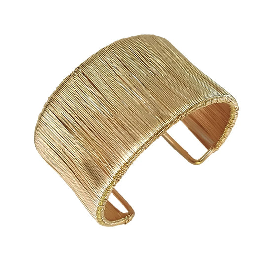 Mode offene Manschette Frauen Armband Armreif Punk Metalldraht Schnur verstellbare Vintage übertrieben Gold Silber Farbe Schmuck Armreifen