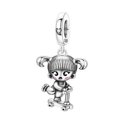 Funkelnde Edelsteinperlen aus 925er-Sterlingsilber mit eingelegten Edelsteinen und baumelnder Charm mit unendlichem Knoten, passend für Schlangenarmband, Boutique-Halskette, schönes Geschenk