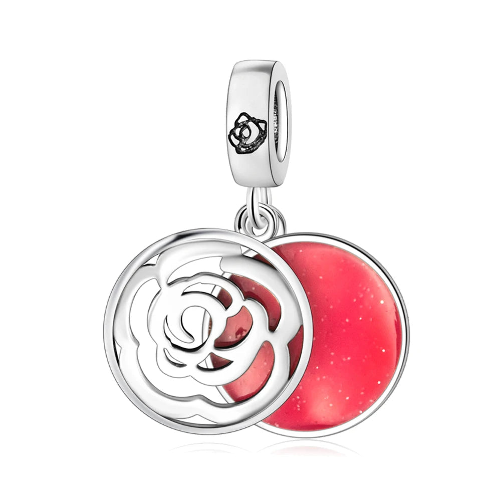 Rote Serie 925er Sterlingsilber, Koi-Herz, Pilz, Feuerwerkskörper, Kaffeemaschine, Charm, passend für DIY-Armbänder, Halsketten, exquisite lustige Geschenke