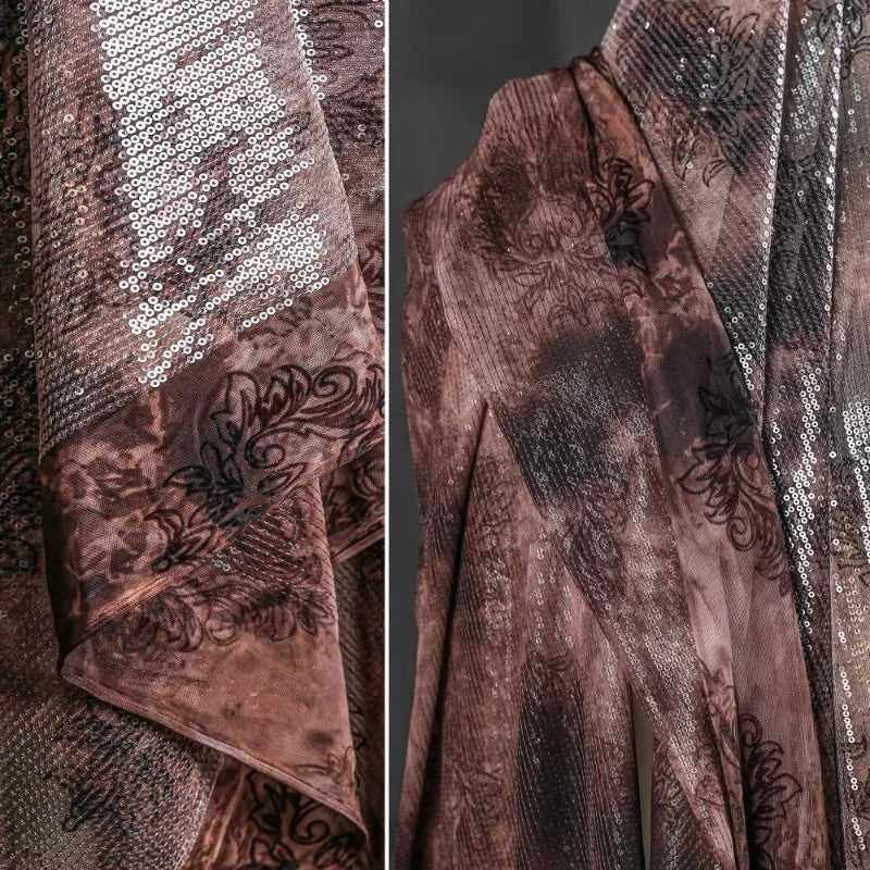 Batik-Baumwollstoff, pflanzlich gefärbte Pailletten, elastischer Basismantel, Kleid, Kleidung, Designer-Stoff für DIY-Schaukelmaterial