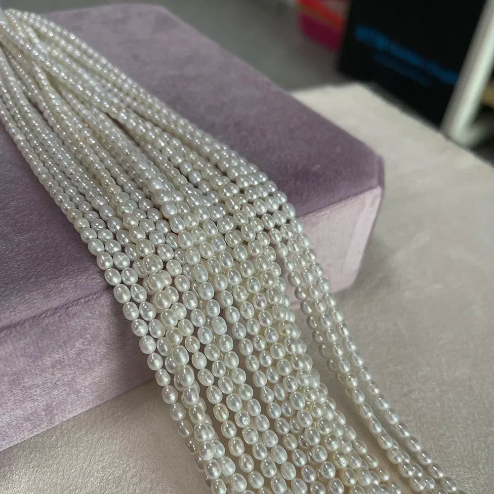 3-4mm AAA Natürliche Süßwasser Weiße Perle Reis Form Perle Weihnachten Geschenk für Frauen Schmuck Machen DIY Halskette armband Zubehör