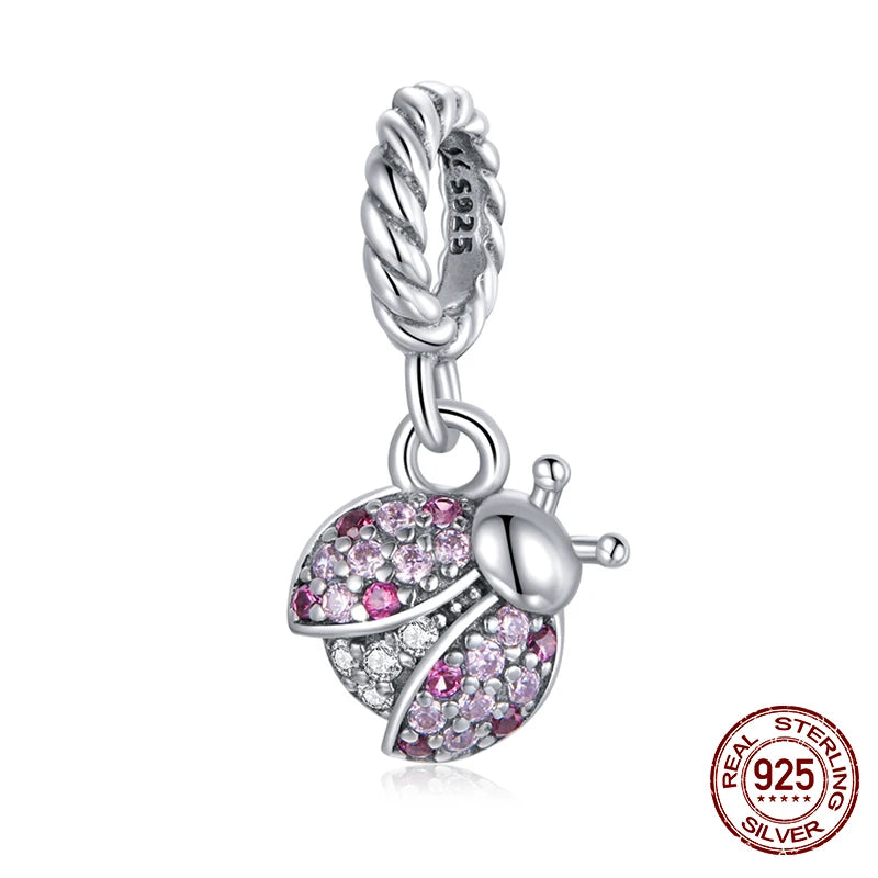 WOSTU Echt 925 Sterling Silber Herz Perlen Blume Retro Muster Charms Anhänger Fit Original DIY Armband Halskette Silber Schmuck