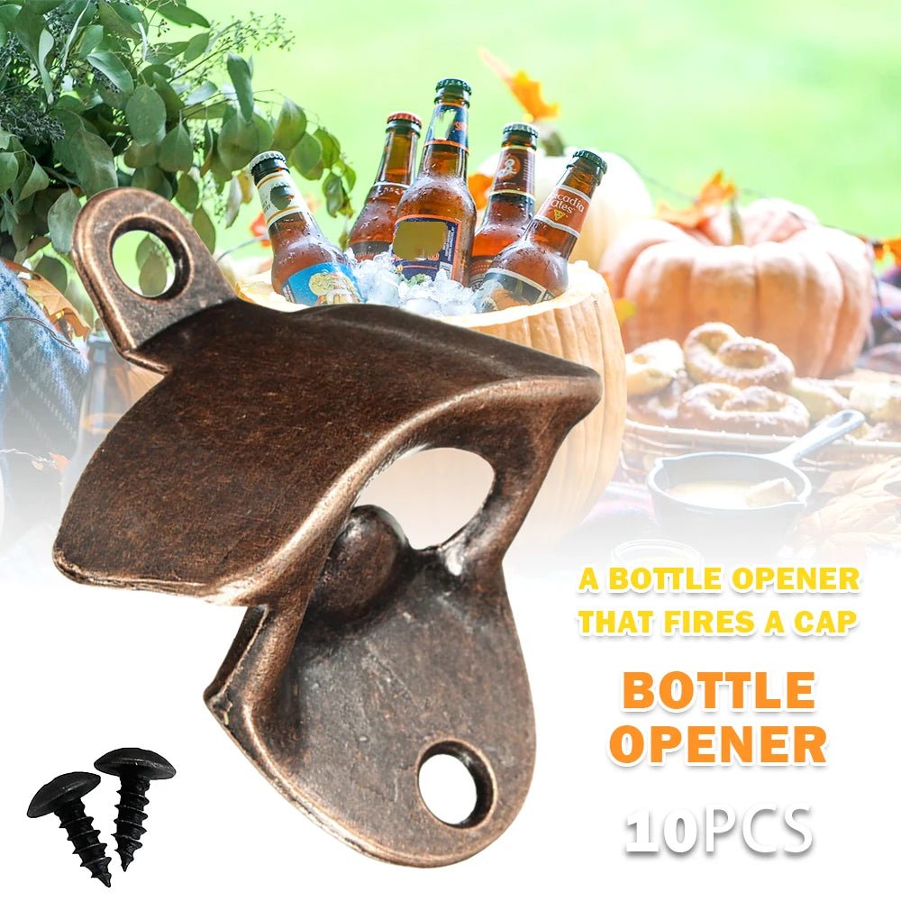 10PCS Vintage Flaschenöffner Wand Montiert Zink-legierung Bier Opener Werkzeug Wein Bar Zubehör mit Schrauben Opener Party Küche werkzeuge