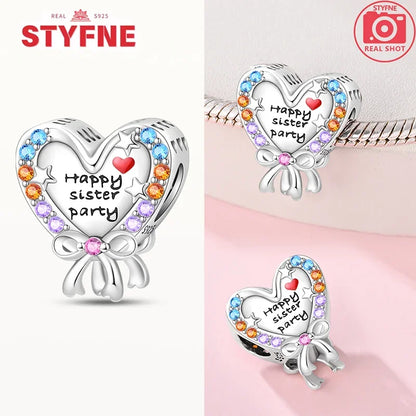Silber S925 Schwestern Serie Rosa Herz Charme Für Immer Liebe Perlen Fit Original Armband Diy Edlen Schmuck Geschenke für Frauen